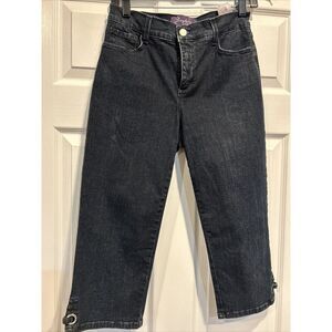 NYDJ Not Your‎ Daughters Jeans Capri Dark Denim With  Rhinestone Cuff  Sz 4P